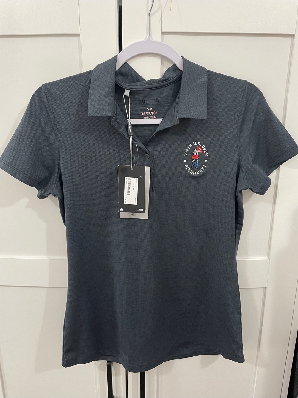 NWT Under Armour Womens XS Polo 2024 US Open Pinehurst Golf Black Heather